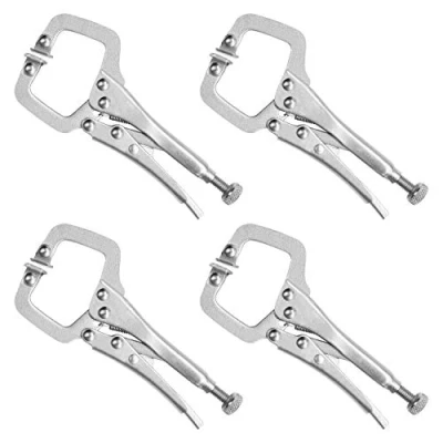 Image of Kurtzy 13.3cm/5.23 Inches Metal Grip Locking C Clamp Pliers with Adjustable Screw and Swivel Pads (4 Pack) Mini Easy Quick Release Welding for Uneven Surfaces, Angles, Crafts &amp; Hobbies