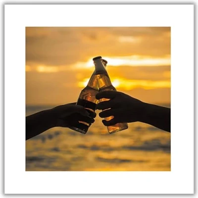 Image of Birthday/Blank Male Greeting Card for Him Photographic Design Beers at Sunset General Suitable Birthday and Other Occasions Made in the UK Eco Friendly