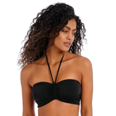 Image of Freya Jewel Cove Bandeau Bikini Top Plain Black 32DD