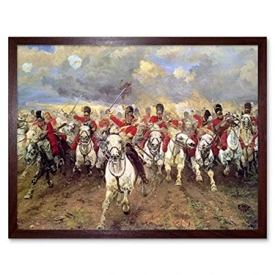 Image of Artery8 Thompson Scotland Forever Battle Waterloo Painting Art Print Framed Poster Wall Decor 12x16 inch