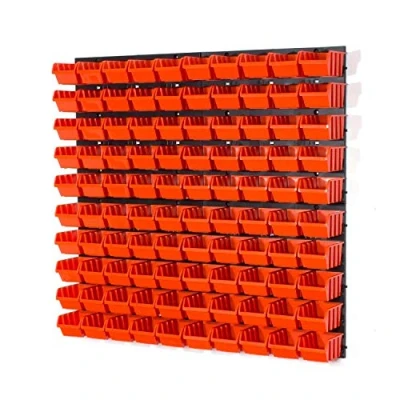 Image of Set of 100 XS size IN Box storage bins and wall mounted louvre