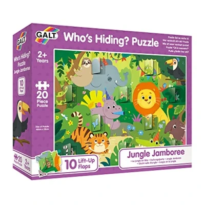 Image of Galt, Who&#039;s Hiding? Puzzle Jungle Jamboree, Jigsaw Puzzles for Kids, 20 piece Puzzle, Ages 2 Years Plus