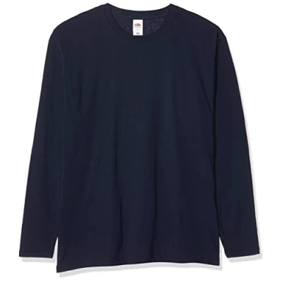 Image of Fruit of the Loom Men&#039;s Original Long Sleeved Tee, 5 Pack T Shirt, Blue (Deep Navy Az), Large (Size:L) (Pack 5)