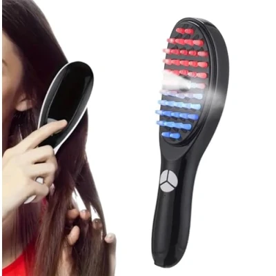 Image of The Original Therabrush, 2 in 1 Electric Scalp Massager and Hair Oil Applicator, 3 Modes Vibration Massage Comb, Comb with Red Light Blue for Care