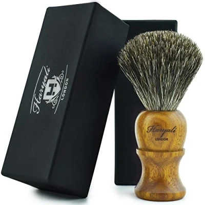 Image of Haryali London Shaving Brush Super Badger Wooden Handle Hair Eco friendly A Perfect Match to your Kit