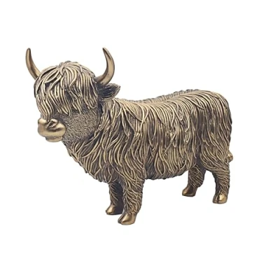 Image of The Leonardo Collection Bronzed Highland Cow XL Figurine For Home &amp; Office Decor Ornaments Gift Women Men Beautiful Indoor Outdoor Living Room