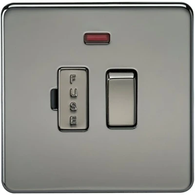 Image of KnightsBridge 13A Screwless Black Nickel Switched Fused Spur Connector Unit with Neon