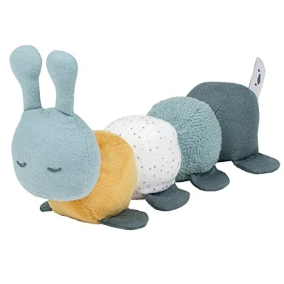 Image of Nattou 4 Activity Plush Caterpillar Soft Toy, Stuffed Animal, Cuddly Companion, Cotton/Polyester, Machine Washable, PETA Approved Vegan, 0+ years, 26 cm, (Lapidou Collection) Green and Yellow
