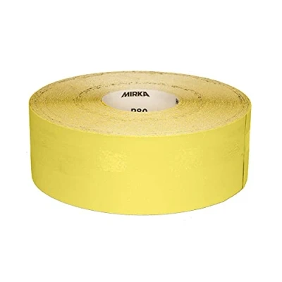 Image of Mirka Yellow sanding Paper Abrasive roll / 93mm x 50m P180 hardwood, softwood, paint, filler, plastic 1