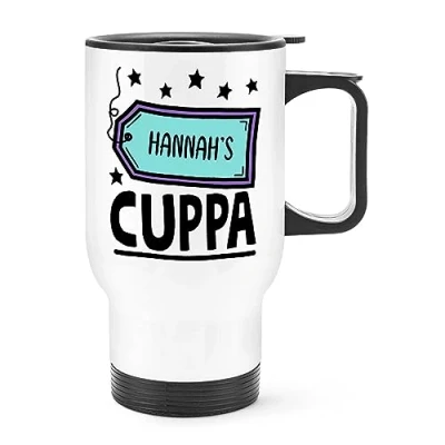 Image of Personalised Cuppa Name Travel Mug Cup with Handle