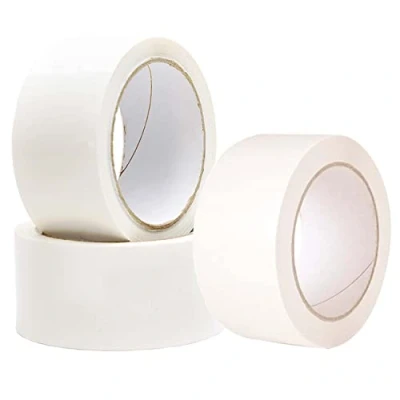 Image of Edenpack 3 Rolls White Colour Low Noise Adhesive Tape 50MM x 66M Art and Craft DIY Decorative Packaging Packing Parcel Strong Seal Coloured Acrylic