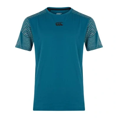 Image of Canterbury Kid&#039;s Vapodri Cotton/Poly Short Sleeve Training T Shirt, Blue Coral, Age 6 (XS)