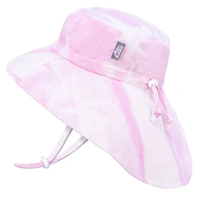 Image of JAN &amp; JUL Baby Sun Hat with Adjustable Straps and Neck Flap (S: 0 6 Months, Pink Tie Dye)