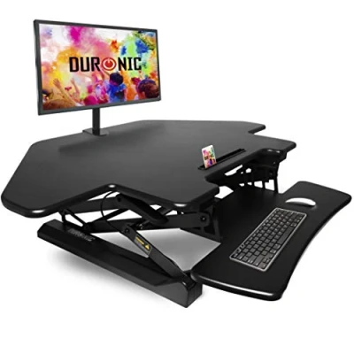 Image of Duronic Sit Stand Desk Top Converter DM05D5 Adjustable Standing Sitting Riser Workstation Desks for Office Table, Home, PC, Laptops, Computer, Monitor