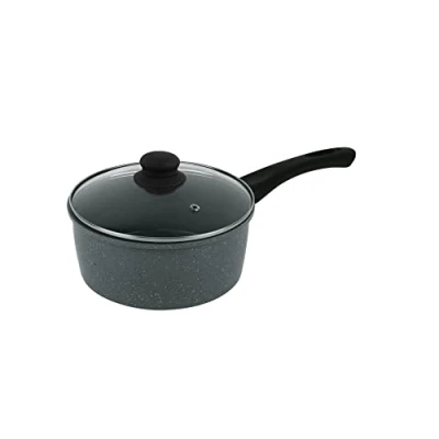 Image of URBN CHEF DALEMOOR Carbon Steel Marble Grey Cooking Saucepans Millkpan (20cm)