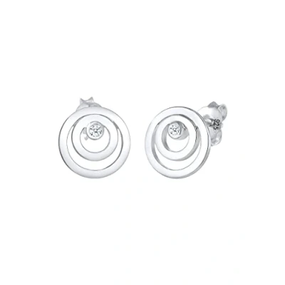 Image of Diamore Women 925 Silver Round Diamond Stud Earrings