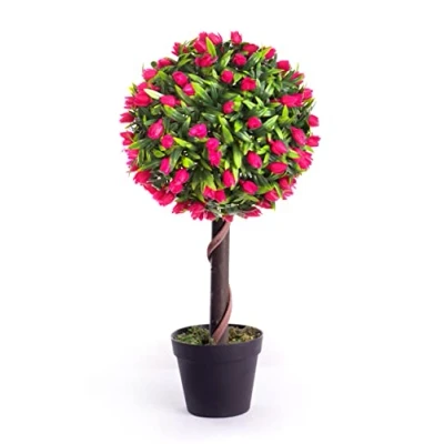 Image of Best Artificial 2ft 60cm Tulip Ball Tree Plant Garden Office Conservatory Tropical Indoor Outdoor (Pink)