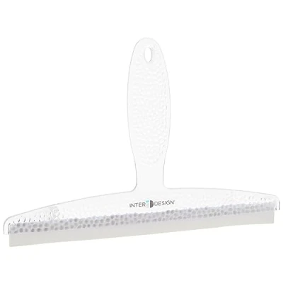 Image of iDesign Shower Squeegee with Strong Suction Cup, Small Plastic Window for and Cleaning, Practical Screen Wiper Wide Rubber Lip, Clear