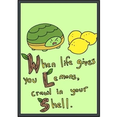 Image of Bee And Puppycat Turtle Lemons Poster Funny Signs Sign Wall Decor Metal 8X12 Inches