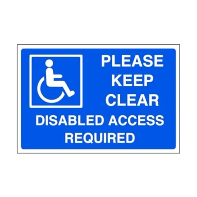 Image of Please keep clear disabled access required parking sign disable signage 3mm Aluminum Dibond for indoor/outdoor usage (400mm x 300mm) 14m Viewing Distance.