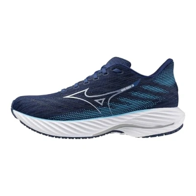 Image of Mizuno Men&#039;s Wave Rider 28 Running Shoe, Estate Blue white, 10