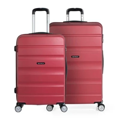 Image of ITACA Set of 2 Rigid Travel suitcases 4 Wheels Trolley 67/77 cm abs. Resistant and Lightweight. Luggage. Medium Large., Coral