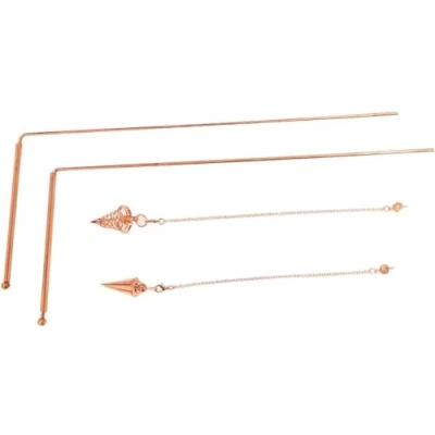 Image of Professional Radiesthesia Sticks, Zahori Copper Rods for Geobiology, Dowsing with Handle