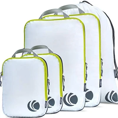 Image of Cipway 5 Set Compression Packing Cubes for Travel, Ultralight Organizers Luggage Suitcase &amp; Backpack (White), L