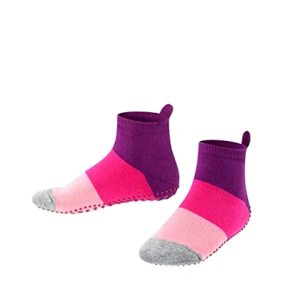 Image of FALKE Unisex Kids Colour Block K HP Cotton Grips On Sole 1 Pair Grip socks, Pink (Crocus 6962), 6 8.5