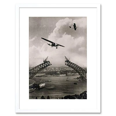 Image of Wee Blue Coo Vintage Photo Architecture Sydney Harbour Bridge Framed Wall Art Print