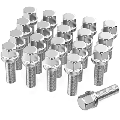 Image of GAsupply 20pcs Ball Seat Alloy Wheel Bolts M14x1.5, 28mm Thread, 17mm Hex Replacement Bolt Kit for Most Audi Volkswagen (Chrome)
