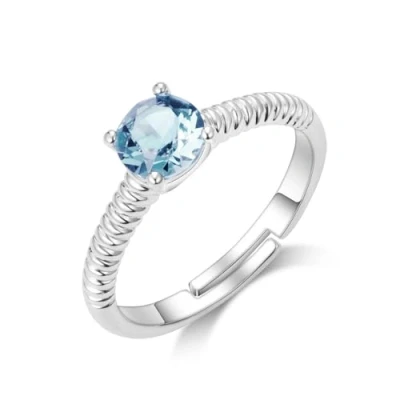 Image of Philip Jones Light Blue Adjustable Crystal Ring Created with Zircondia® Crystals