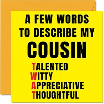 Image of Rude Birthday Cards for Cousin Few Words Describe Tw*t Joke Happy Card from Relative, Banter Gifts, 145mm x Offensive Greeting Gift