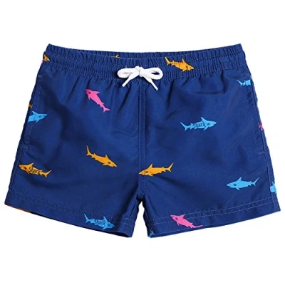 Image of MaaMgic Little Boys&#039; Swimming Shorts Beach Trunk Toddler Swim Boardshorts Lightweight Adjustable Waist All Age,Fish Navy Blue,4 Years