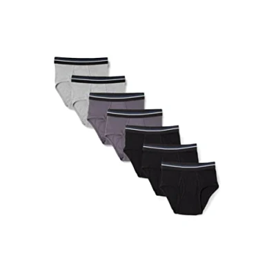Image of Amazon Essentials Men&#039;s Tag Free Cotton Briefs Underwear, Pack of 7, Black/Charcoal/Grey Heather, S