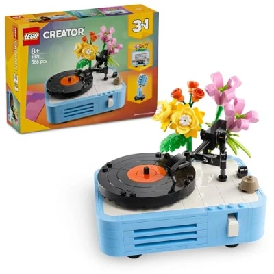 Image of LEGO Creator 3in1 Record Player with Flowers Building Toy Rebuilds Into a Radio Model or Microphone Music Toys for 8+ Year Old Girls &amp; Boys Creative Gift Idea 31172
