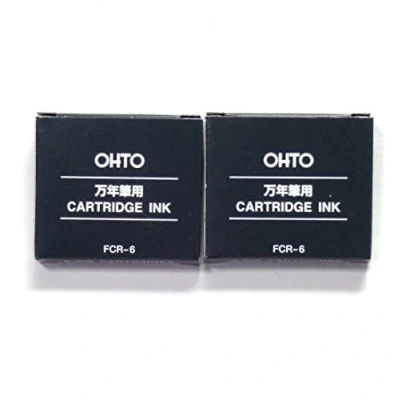 Image of Ohto Fountain Pen Refill Cartridge FCR 6 (Black) cartridges x 2 Packs, Total 12 (Japan Import) [Komainu Dou Original Package]