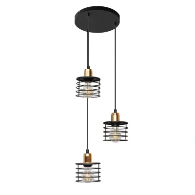 Image of Edison Cluster Pendant Ceiling Light Black, Copper 38cm