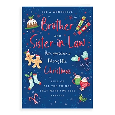 Image of Piccadilly Greetings Modern Christmas Card Brother &amp; Sister in Law 9 x 6 inches (A41282)