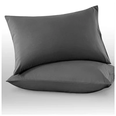 Image of Microfiber Pillow Cases 2 Pack Plain Dyed Housewife Pillowcases Charcoal 74x48