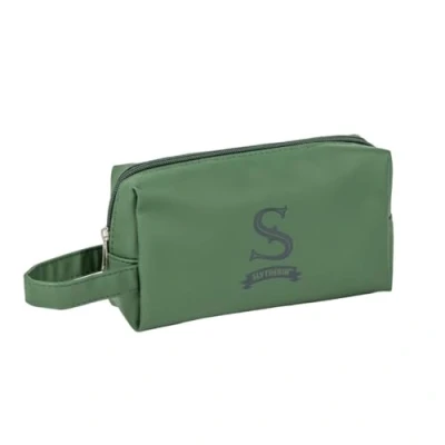 Image of Harry Potter Travel Toiletry Bag Green Large Storage Capacity Zip Closure Slytherin Print for All Ages