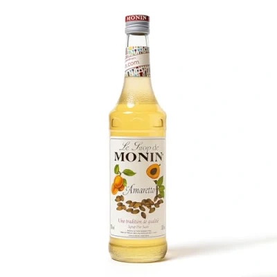 Image of MONIN Premium Amaretto Syrup 700 ml for Coffee and Cocktails. Vegan Friendly, Allergen Free, 100% Natural Flavours Colourings. Sugar