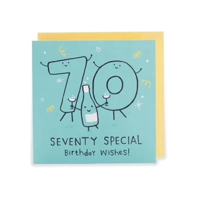 Image of UK Greetings 70th Birthday Card for Him/Her/Friend Blue Design