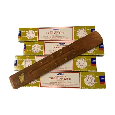 Image of VIE Satya Incense Sticks, 4 Packs x 15g, with Holder, Tree of Life