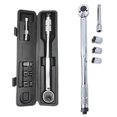 Image of Torque Wrench 28 210Nm 1/2&quot; Drive,Torque Set Extension Bar &amp; 17mm 19mm 21mm Socket Storage Box Silver