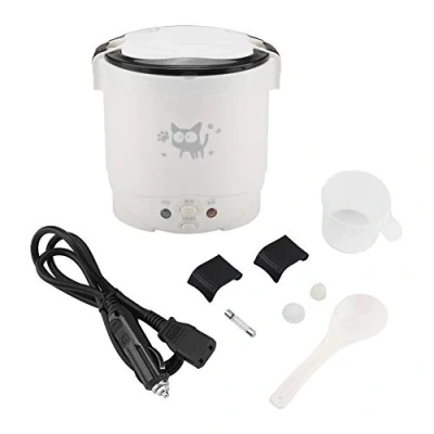 Image of Rice Cooker 12V 100W 1L Multifunctional Mini Steamer Cars Food for Cooking, Heating, Keeping warm(White)