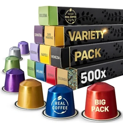 Image of Real Coffee Variety Pack: 500 Pods for Nespresso. 9 Different Varieties