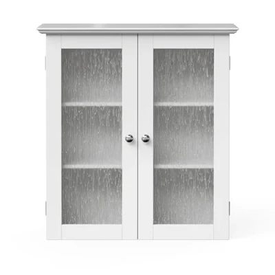 Image of Teamson Home Bathroom Connor Wall Cabinet with 2 Glass Doors White ELG 581