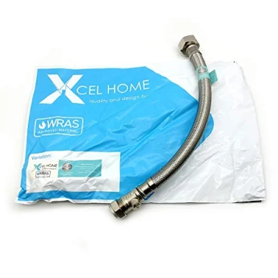 Image of 1 x WRAS Approved 300mm 15mm Compression with Isolation Valve 3/4&quot; Flexible Pipe Connector Stainless Steel Braided