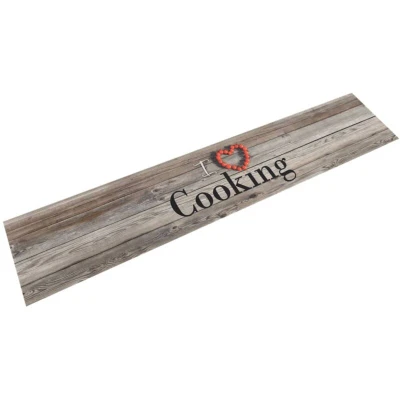 Image of vidaXL Kitchen Rug Washable Cooking Grey 60x300 cm Velvet